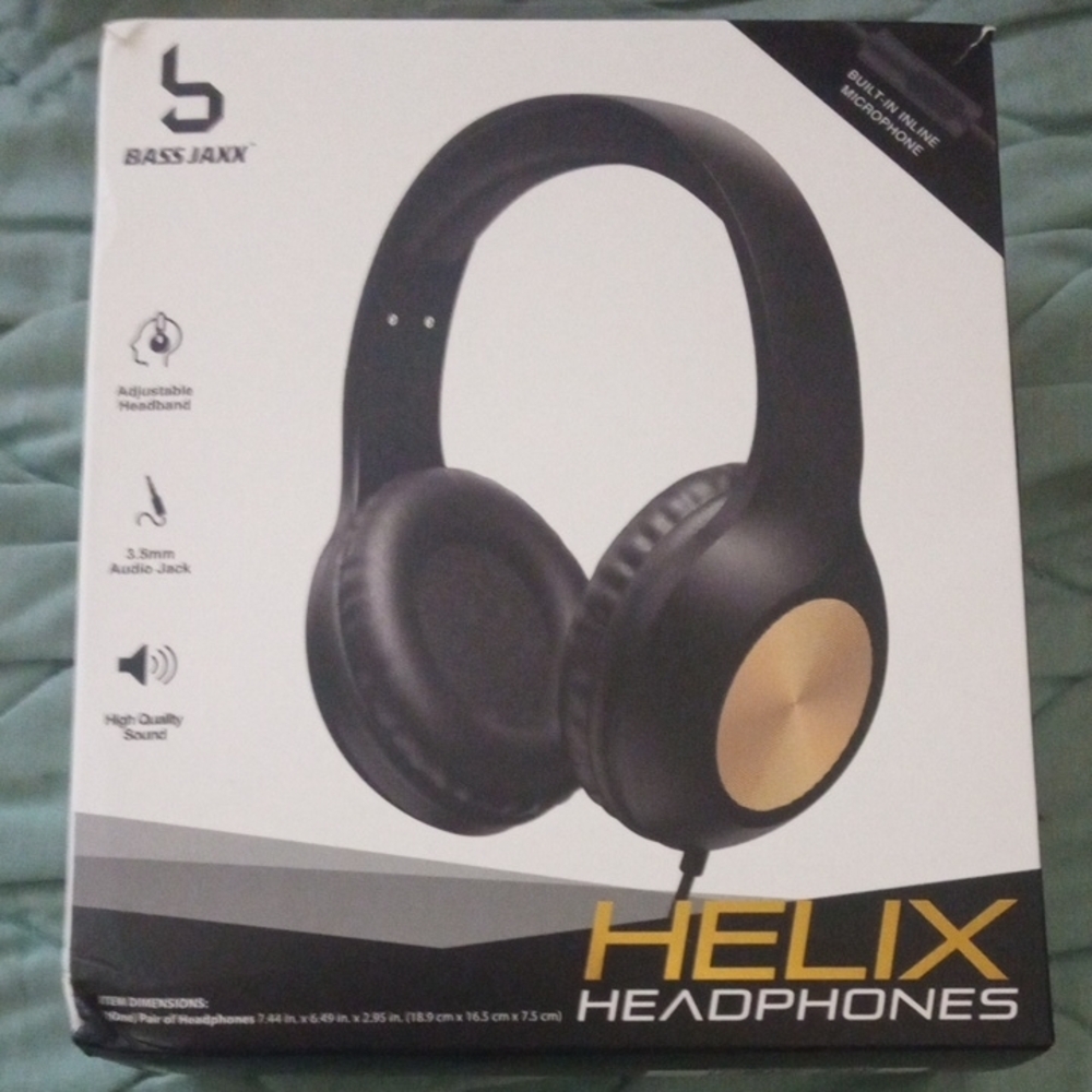 Bass Jaxx Helix Headphones with Gold Accents
